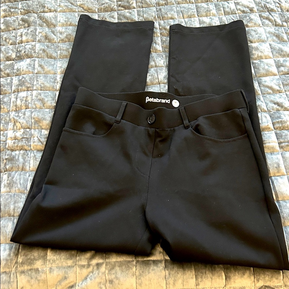 Betabrand Pants Black Dress Yoga Pants Straight Leg S/M Petite like New!